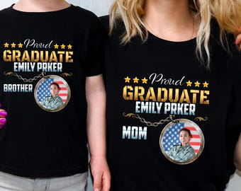 Custom Proud Family Graduation Shirt, Personalized Military Photo Tee, Boot Camp Graduation Shirt, Mom Dad Gift
