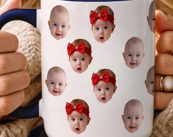 Personalized Baby Face Mug, Custom Child Photo Cup, Funny Mom Dad Gift, New Parent Coffee Mug, Grandma Grandpa Keepsake, Baby Shower Gift