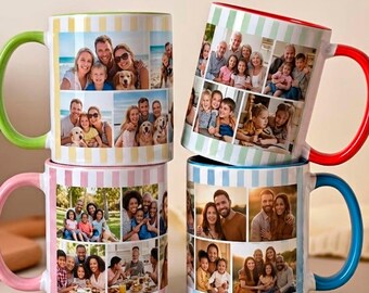 Custom Photo Collage Mug, Personalized Pictures and Text, 11oz or 15oz Ceramic Cup