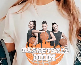 Custom Basketball Mom Shirt with Photos, Personalized Basketball Mama T shirt, Multi Photo Sports Mom Gift,  Basketball Player Photo Shirt