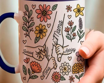 Mama Mug, Personalized Mom Cup, Custom Mama Cup,Mom Gifts with Kids Names, Mommy Birthday Mothers Day Gifts from Children,Mom Mug 3D Effect