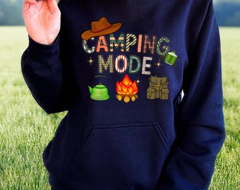 Camping Mode Hoodie: Cozy Campfire Bonfire Sweatshirt