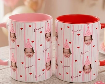 Custom Face & Name Birthday Gift, Personalized Photo Coffee Mug, Custom Birthday Cup Any Age, Funny Birthday Party Favor, Custom Photo Mug