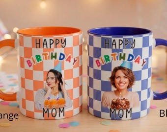 Personalized Birthday Photo Mug, Custom Picture Coffee Cup, Gift for Mom Dad Grandma Kids or Friend