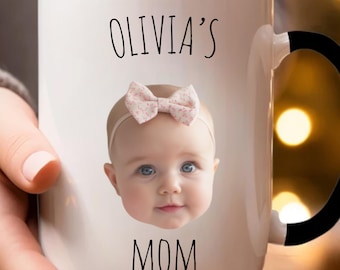 Custom Baby Face Mug Personalized Child Photo Cup Gift for Mom Dad Grandma Nana Mug with Kids Picture Mother Day Christmas Gift