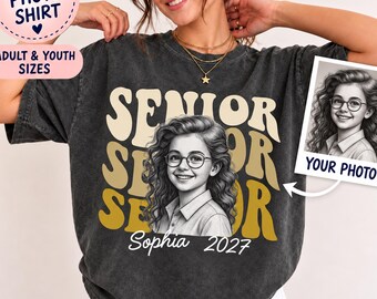 Personalized Senior Photo Shirt, Custom Name and Graduation Year, Adult or Youth Comfort Colors Tee