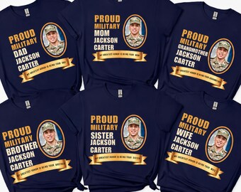 Military Graduation Family Shirts, Personalized Photo Proud Mom Dad Sister Tee, Matching Boot Camp Graduation Gift