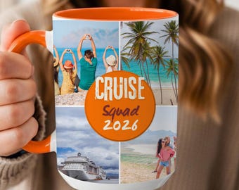 Cruise Memories Photo Mug, Custom Vacation Mug, Family Cruise Gift, Travel Photo Collage Cup, Summer Trip Keepsake Mug, Group Travel Cup