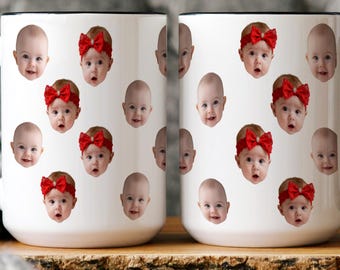 Custom Baby Face Mug Personalized Child Photo Cup Funny Gag Gift for Mom Dad Mug with Multiple Faces Custom Baby Gift for Grandparents