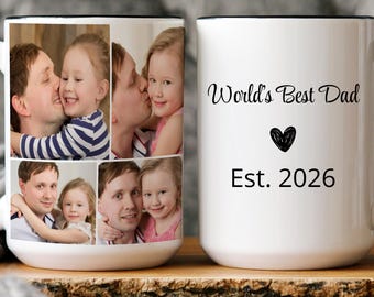 Personalized Best Dad Ever Photo Mug Custom Picture Mug for Dad Stepdad Grandpa Birthday Gift for Him Father's Day Photo Mug from Kids Cup
