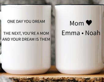 Personalized Mom Mug with Kids Names, Custom Coffee Cup for Mother's Day, Sentimental Mom Quote Gift, Birthday Gift for Mom,New Mom Gift Cup