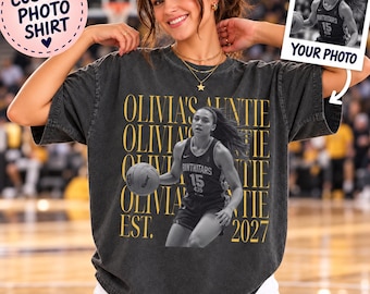 Custom Basketball Player Photo Shirt, Personalized Mom Auntie Dad Comfort Colors Tee, Game Day Gift