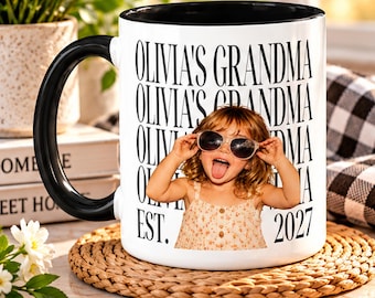 Personalized Family Photo Mug, Custom Name and Role Coffee Cup, Grandma Grandpa Auntie Dad Mom Gift
