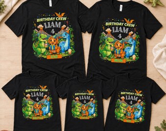 Personalized Dinosaur Birthday Shirt, Custom Name and Age Kids Dino Party Tee, Matching Family