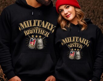 Personalized Military Memorial Graduation Hoodie, Custom Photo Dog Tag Sweatshirt, Matching Family Tribute Gift