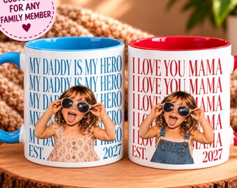 Personalized Photo Mug for Family Member, Custom Name & Year Gift (11oz or 15oz)