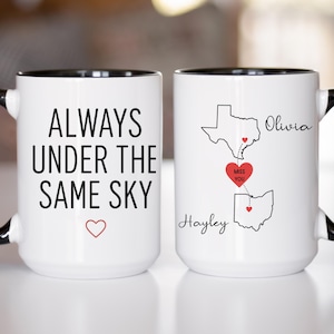 Personalized Long Distance Friend Gift for Best Friends Birthday Gifts, Custom Bestie Friendship Coffee Cup,State To State, Best Friends Mug