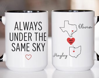 Personalized Long Distance Friendship Mug: Custom State to State Bestie Gift