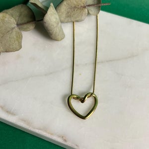 Dainty Open Heart Necklace, Gold Plated Minimalist Love Pendant, Delicate Everyday Jewelry