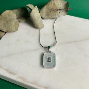 Minimalist Mother of Pearl Pendant Necklace | Elegant Rectangular Charm Jewelry for Women