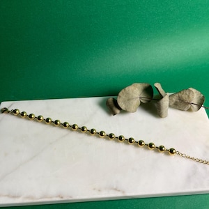 Dainty Gold Bead Bracelet: Minimalist Adjustable Chain Jewelry