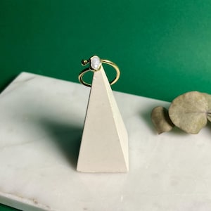 Adjustable Pearl Ring • Gold Plated Minimalist Jewelry • Dainty Gift for Her