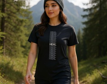 Camiseta HEAL Repetition – Camiseta minimalista e ousada para curandeiros, enfermeiros, profissionais de energia e jogadores de suporte
