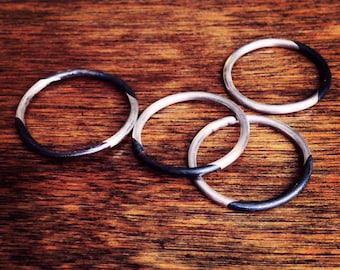 painted Stacking Ring - Oxidized Sterling Silver
