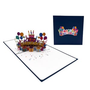 Carte d'anniversaire avec bougies et ballons / Carte pop-up 3D Joyeux anniversaire Carte d'anniversaire Carte de vœux