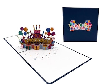 Birthday card with candles and balloons / Happy Birthday 3D Pop-Up Card Birthday card Greeting card