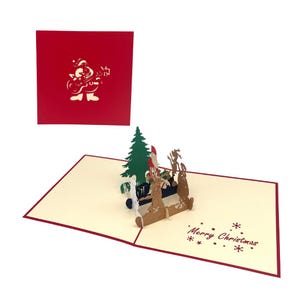 Babbo Natale con chitarra elettrica Biglietto pop-up 3D Biglietto di auguri di Natale Biglietto di San Nicola