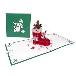 Babbo Natale con gli stivali di Babbo Natale - Biglietto pop-up 3D fatto a mano - Biglietto pop-up 3D fatto a mano per Babbo Natale e Natale con effetto 3D