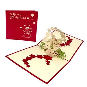 Biglietto pop-up 3D di Buon Natale Cartolina di Natale con pupazzo di neve e fiocchi di neve Biglietto di auguri con Babbo Natale Buon Natale