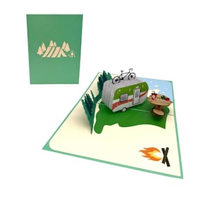 Wohnwagen 3D Pop-Up Karte Camping Karte Wandern Natur Grußkarte Geschenkkarte Greeting card hiking card gift card nature