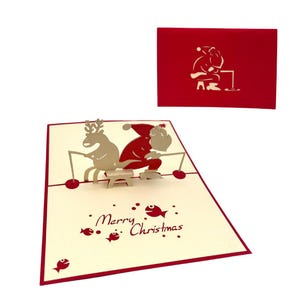 Babbo Natale pesca Biglietto d'auguri pop-up 3D Biglietto di Natale Biglietto di San Nicola