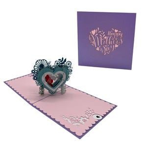 Carte de fête des mères 3D faite à la main motif cœur et mère-enfant idée cadeau d'amour cadeau fête des mères anniversaire cœur amour amour fête des mères