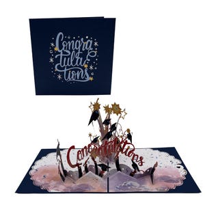 3D Pop UP Congratulations card Doctoral hat, diploma, doctor