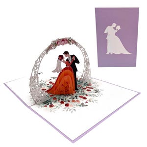 Paar im Kranz auf einer Blumenwiese 3D Pop-Up Karte Hochzeitskarte Paar Karte valentinstagskarte valentinesday couples card greeting card