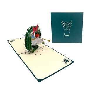 Couronne de Noël avec ange Carte pop-up 3D Carte de Noël Carte de vœux Carte Père Noël