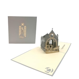 Bruiloft Kerk 3D Pop-Up Kaart Trouwkaart Bruid en Bruidegom Kaart koppelkaart wenskaarten trouwkaart trouwdag