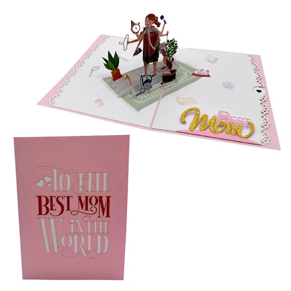 WhatSign Pop-Up-Karte Zum Muttertag 'You’re The Best Mom In The World' – 3D-Karte Mit Blumen