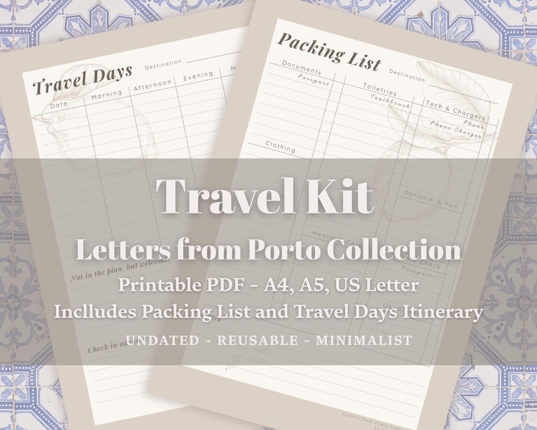 Packing Letters Travel Planner Printable – Packing List + Itinerary | A4 A5 US Letter ...