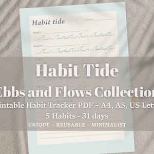 Habit Tide – Rastreador de hábitos imprimible / PDF sin fecha, tamaño carta (A4/A5), estilo minimalista costero