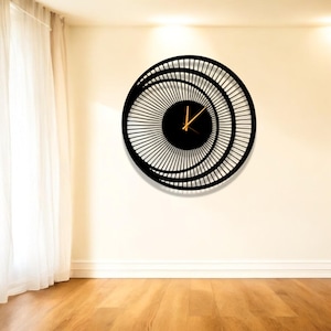 Unique Triple Circle Metal Wall Clock Oversized Round Wall Clock Modern Minimalist Wall Decor | Stylish Wedding Gift Contemporary Home Clock