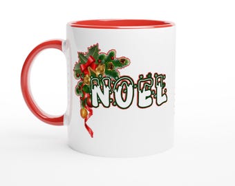 Christmas Noel Coffee Mug - Mistletoe Holiday Ceramic Mug