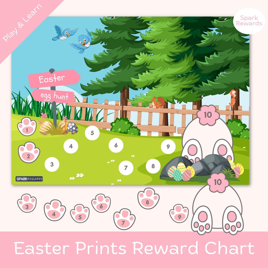 Easter Bunny Paw Prints Reward Chart for Kids | Printable Behavior ...