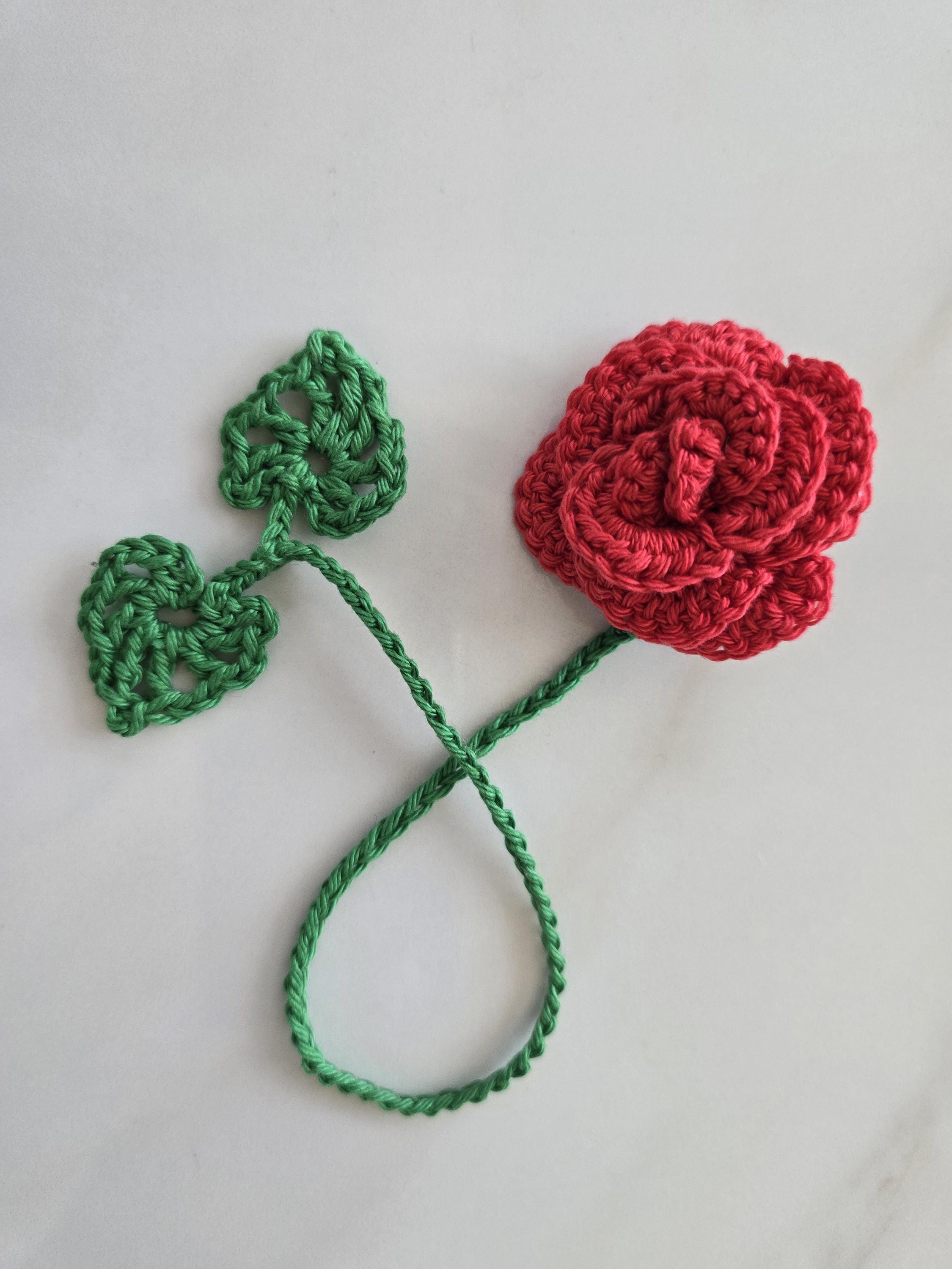 Handmade Cotton Crochet Rose Bookmark – Thin Floral Page Marker