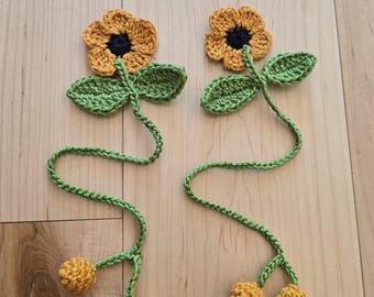 Crochet Sunflower Bookmark – Handmade 100% Cotton Floral Book Page Marker