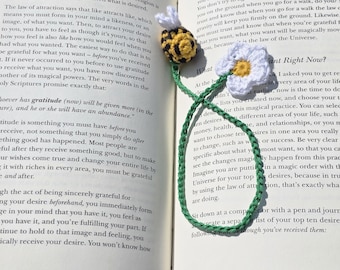 Handmade Crochet Bee and Flower Bookmark – 100% Cotton Yarn Page Marker