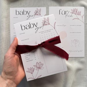 Babyshower babyshower meisje voorspelling babymeisje meisje voorspellingskaart babyvoorspellingen moderne schone canva sjabloon dubbelzijdig